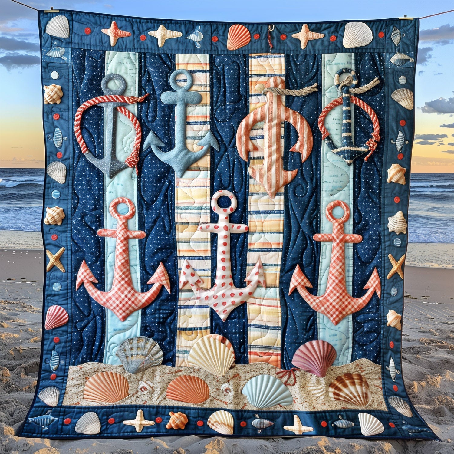Anchored Bliss Quilted Blanket Christmas Soft Blanket