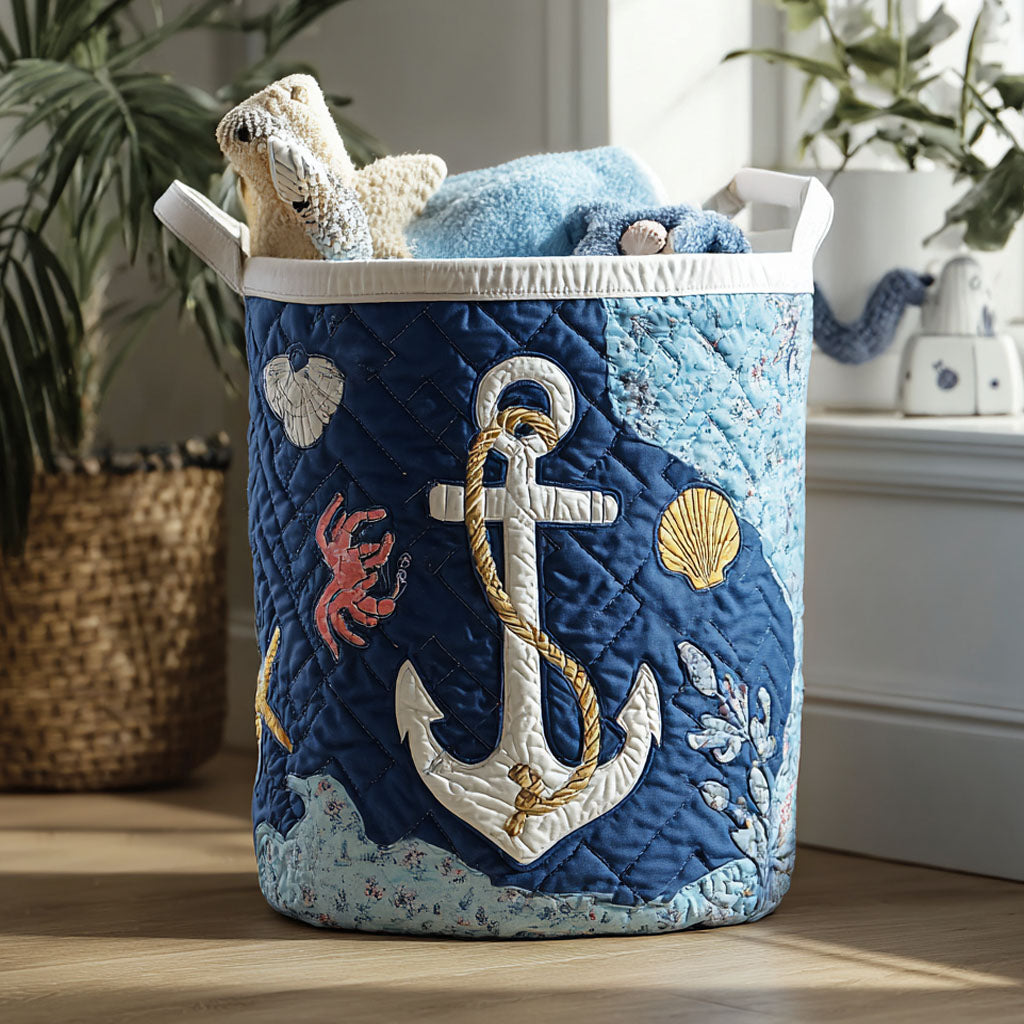 Anchored Bliss Quilted Laundry Basket Merch For Kids