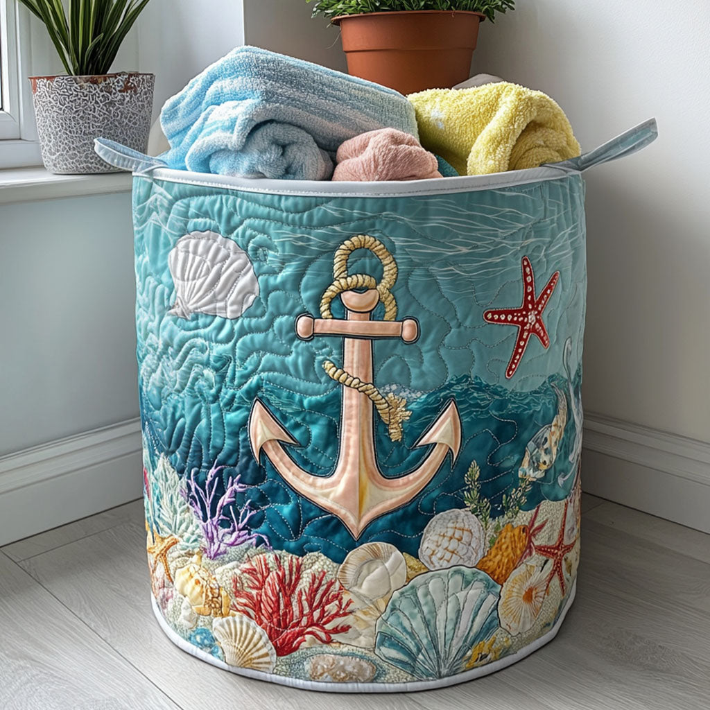 Anchored Soul Quilted Laundry Basket Christmas Merch Gift