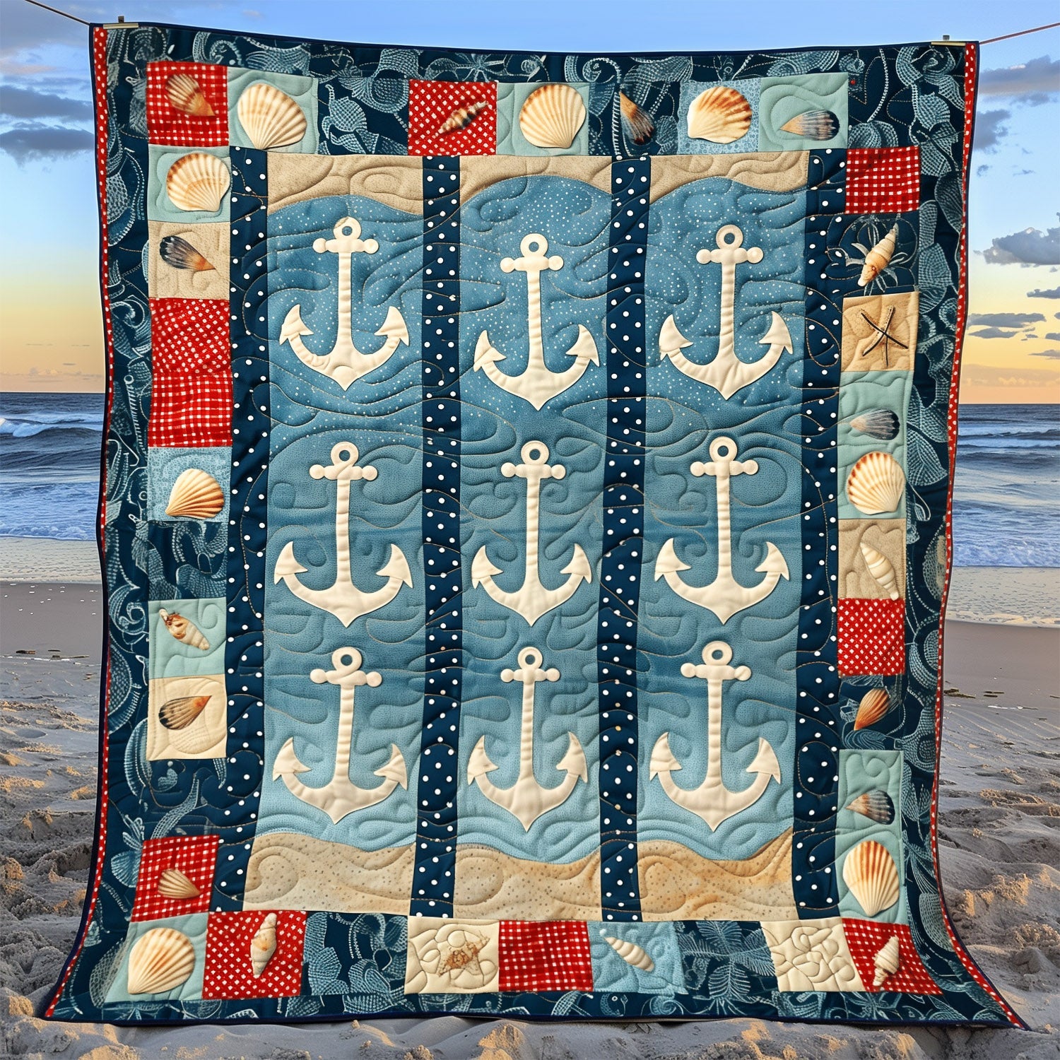Anchors At Rest Quilted Blanket Christmas Soft Blanket