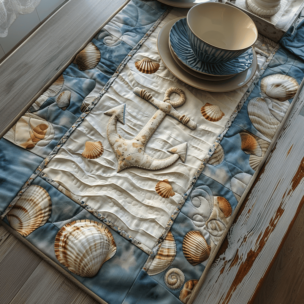 Anchors Away Quilted Table Runner Anchor Art Best Gifts For Beach Lovers