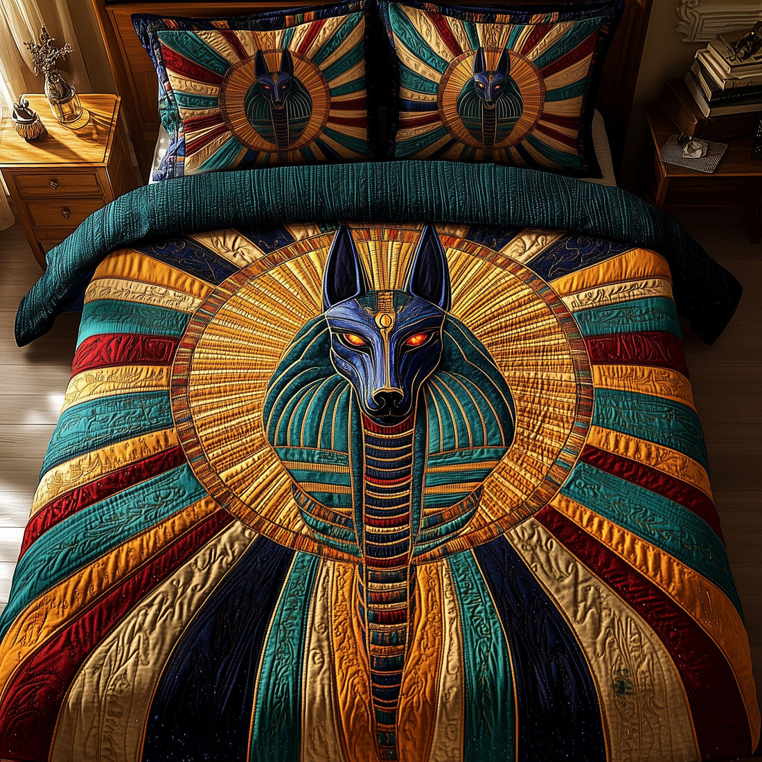Ancient Anubis Quilted Bedding Set Luxury Bedding Sets Great Father's Day Gifts