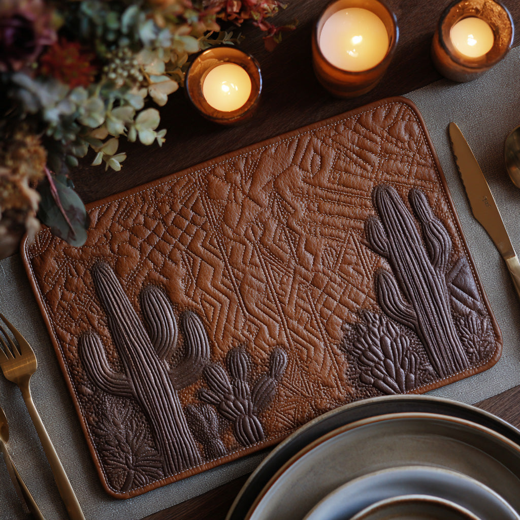 Ancient Cactus Quilted Placemat Dining Table Accessories Cactus Gifts For Him