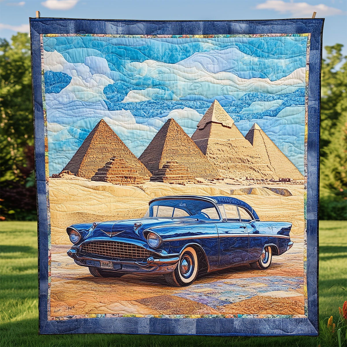 Ancient Car Quilt Blanket Pyramids Egypt Art Presents For Travel Lovers