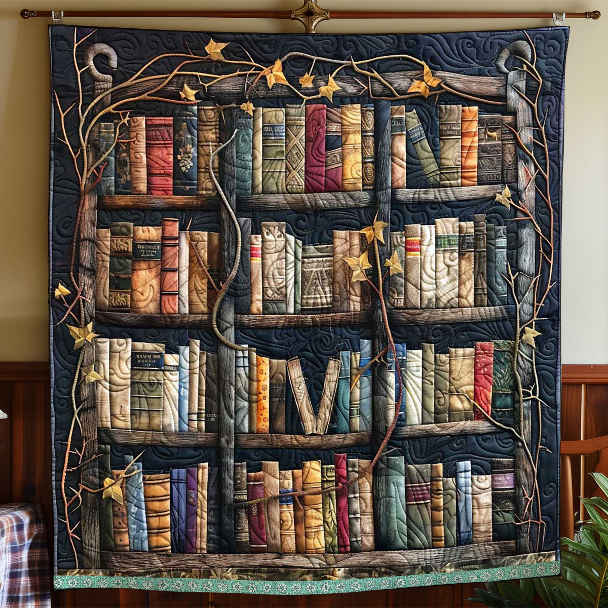 Ancient Castle Bookshelf Quilt Blanket Queen Size Blanket Meaningful Gifts For Parents