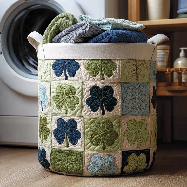 Ancient Celtic Aura Quilted Laundry Basket Irish Heritage Home Organizer Best Gift For Celtic Lovers