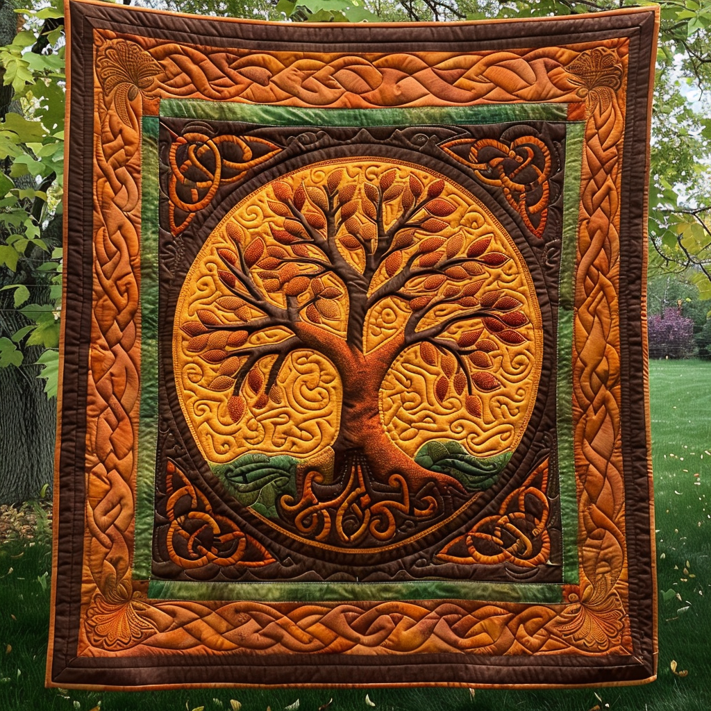 Ancient Celtic Tree Quilted Blanket Tree Of Life Gifts For Her