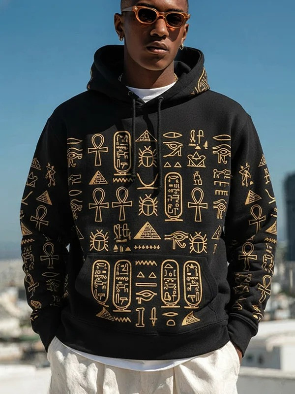 Ancient Egypt Ankh Hoodie Men Egyptian Symbol Art Print Casual Best Gift For Men