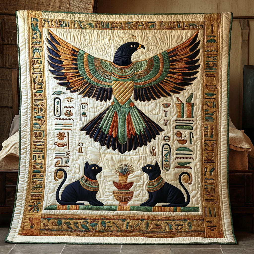 Ancient Egyptian Mythology Quilt Blanket Egyptian Eagle Themed Unique Gifts Phoenix