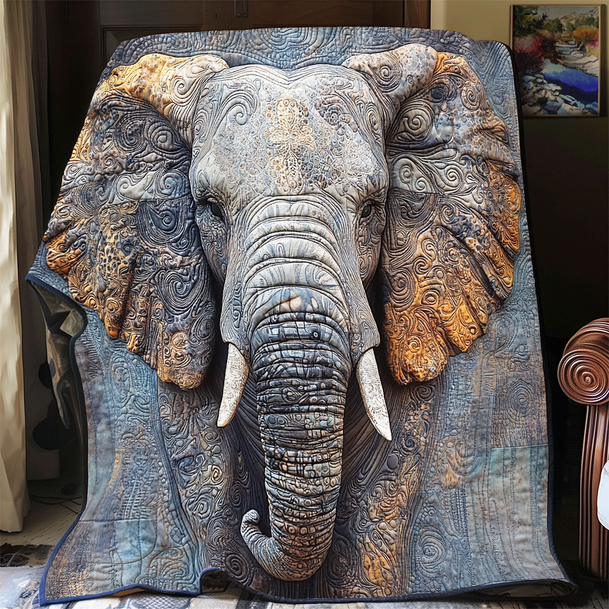 Ancient Elephant Quilt Blanket Christmas Gifts For Elephant Lovers