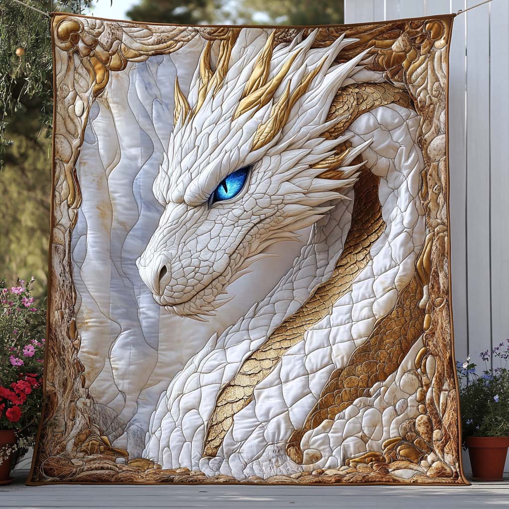 Ancient Flame Quilted Blanket Winter Decor Blanket Dragon Gifts For Men