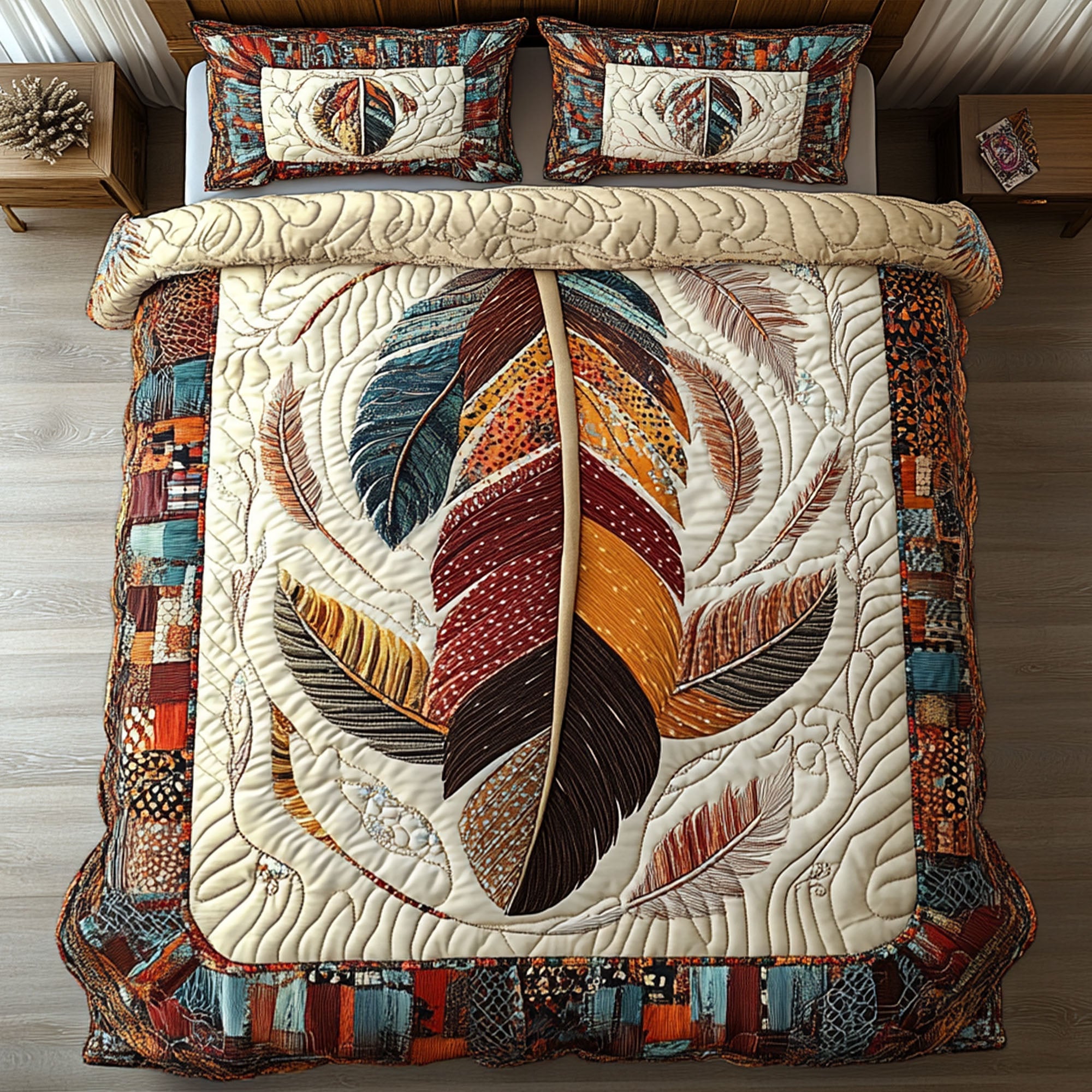 Ancient Guardian Quilted Bedding Set Bed Decor Native American Themed Gifts