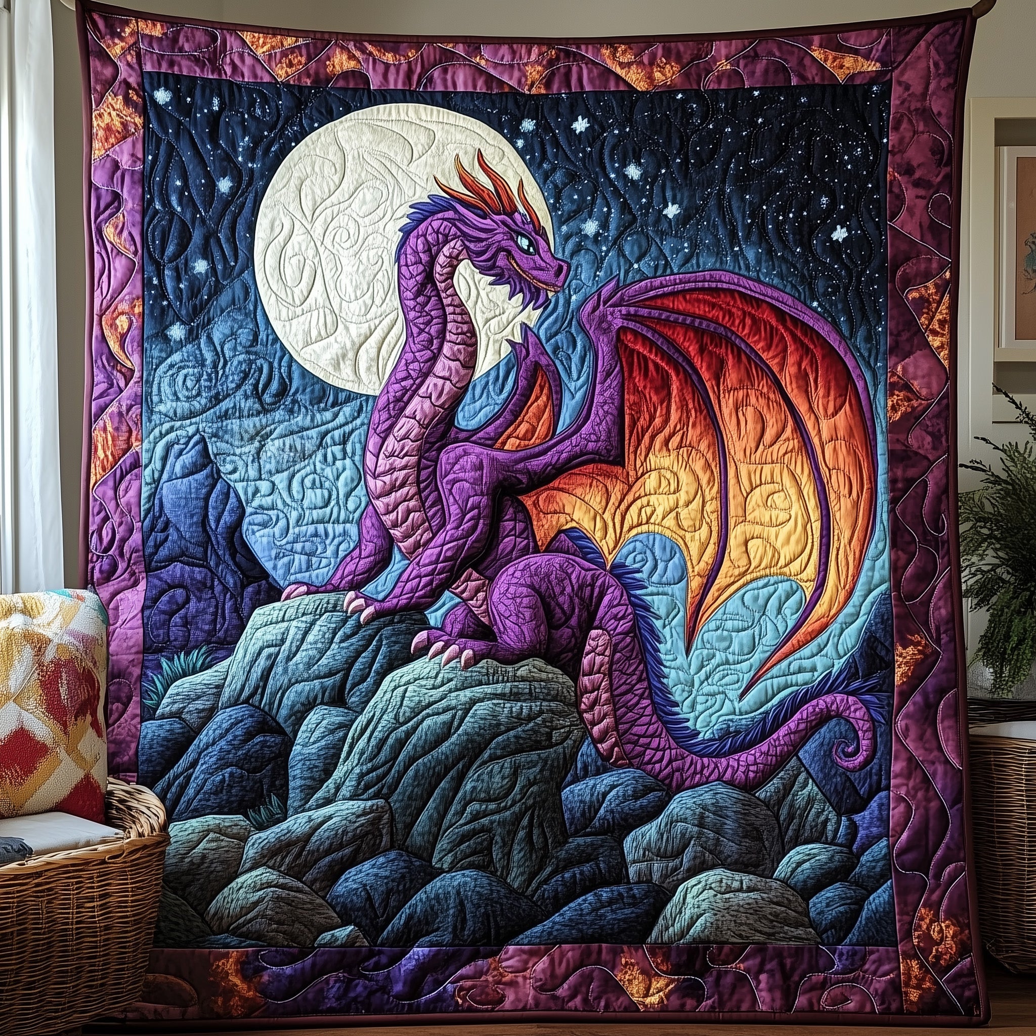 Ancient Guardian Quilted Blanket Couch Throw BlanketDragon Gift Ideas
