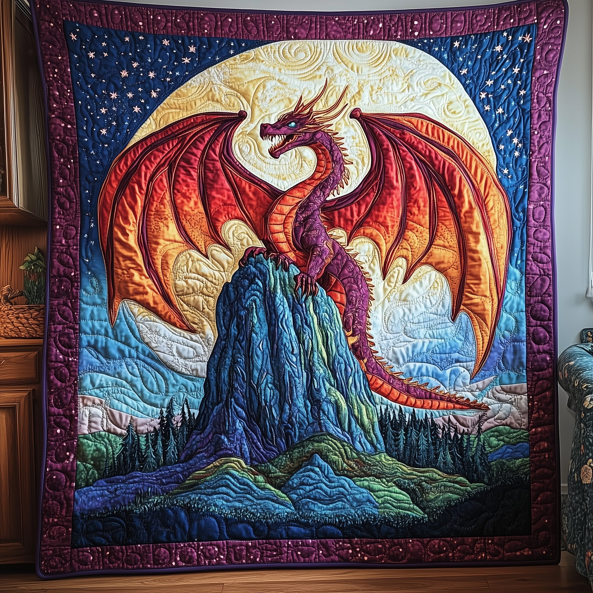 Ancient Guardian Quilted Blanket Couch Throw BlanketDragon Gifts For Men