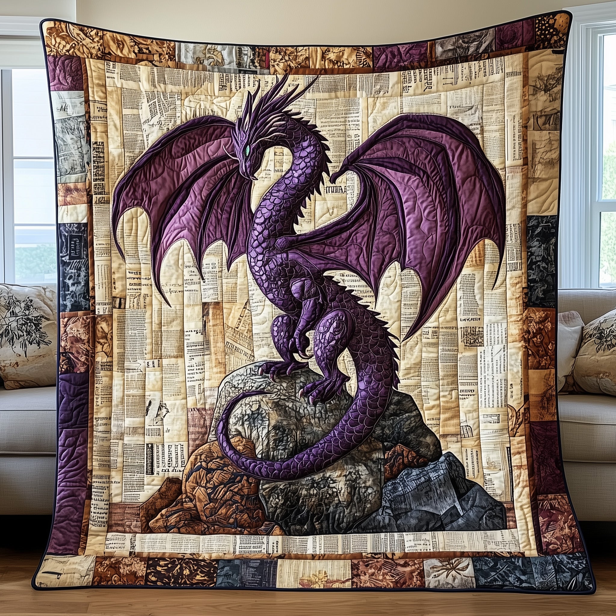 Ancient Guardian Quilted Blanket Couch Throw BlanketUnique Dragon Gifts