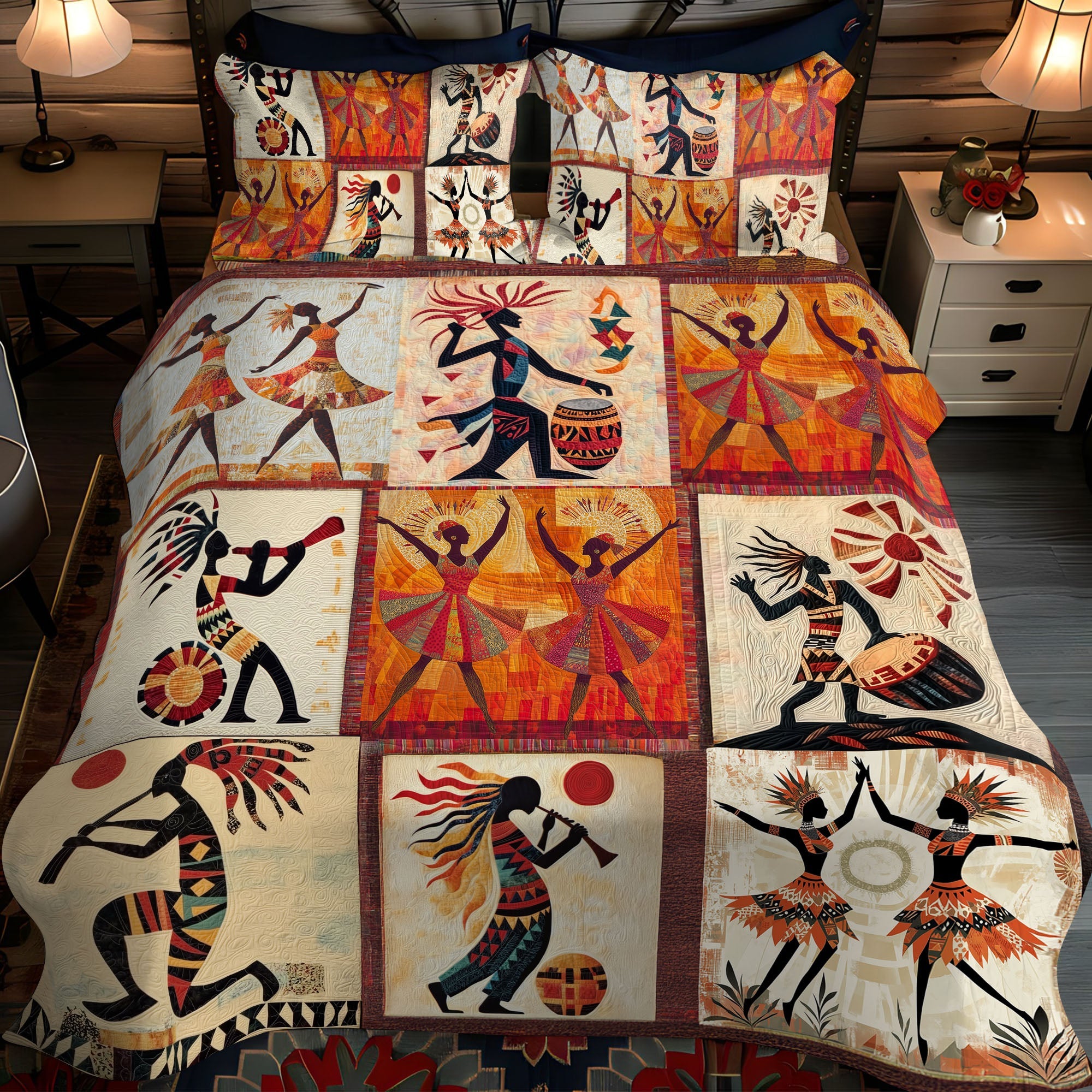Ancient Guardians Quilted Bedding Set Christmas Bedding Duvet Cover Native American Themed Gifts