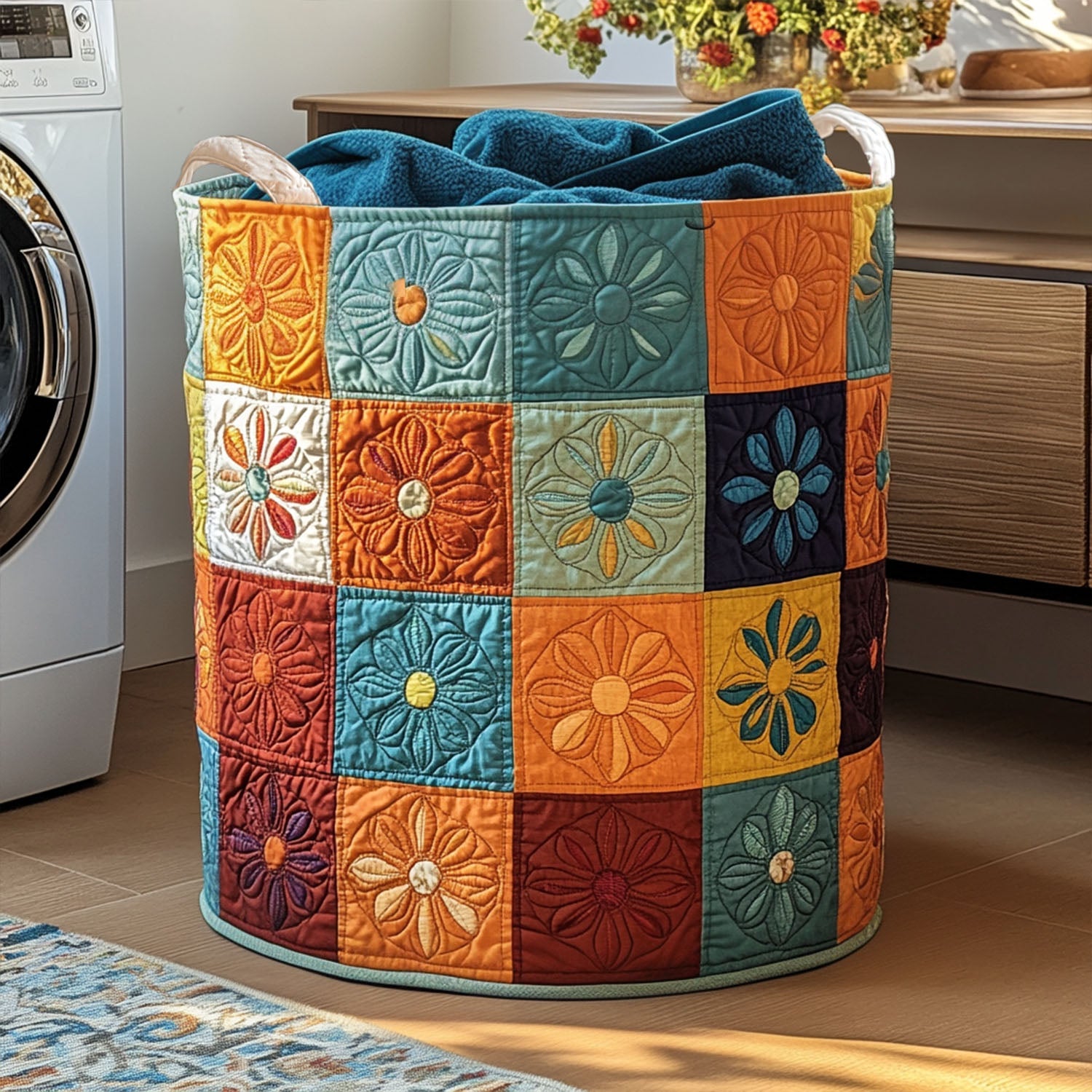 Ancient Harmony Quilted Laundry Basket Holiday Favorite Gift