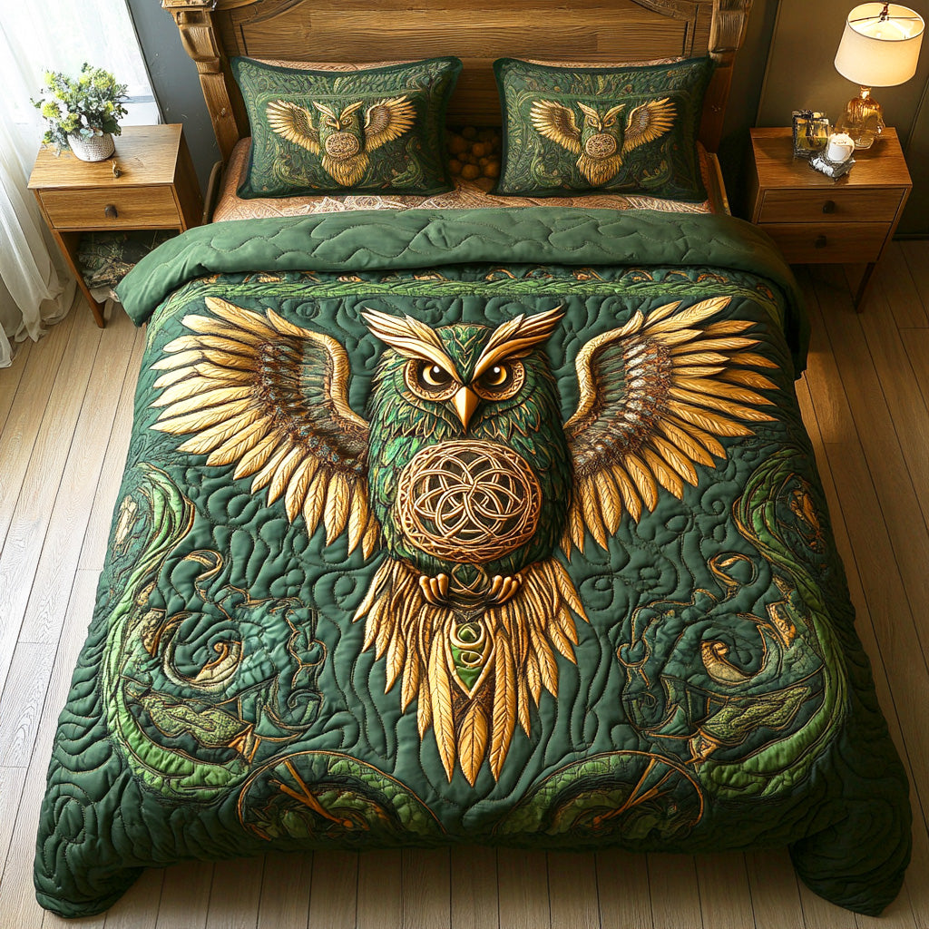 Ancient Night Owl Quilted Bedding Set Ultra-Soft Bedding Set for a Hotel-Like Experience