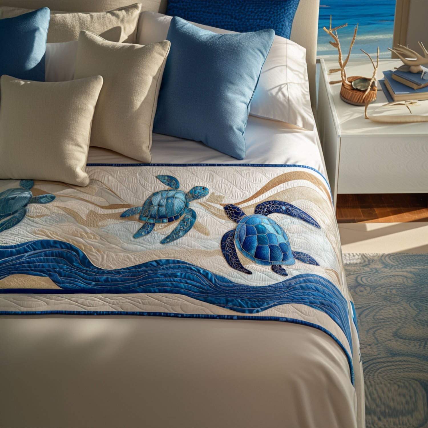 Ancient Pathways Quilted Bed Runner Bedroom Decor Ideas Gift Ideas For Sea Turtle Lovers