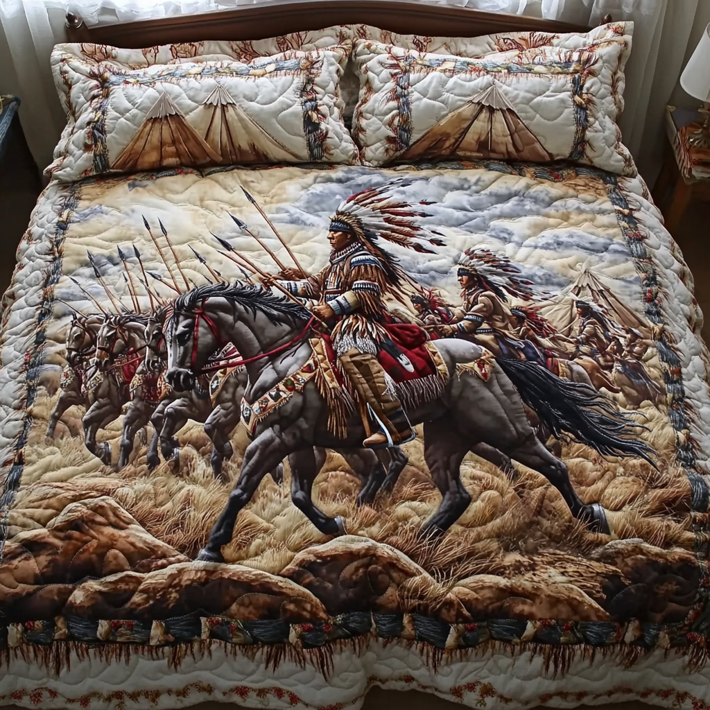 Ancient Roots Quilted Bedding Set Bed Decor Native American Gift Ideas
