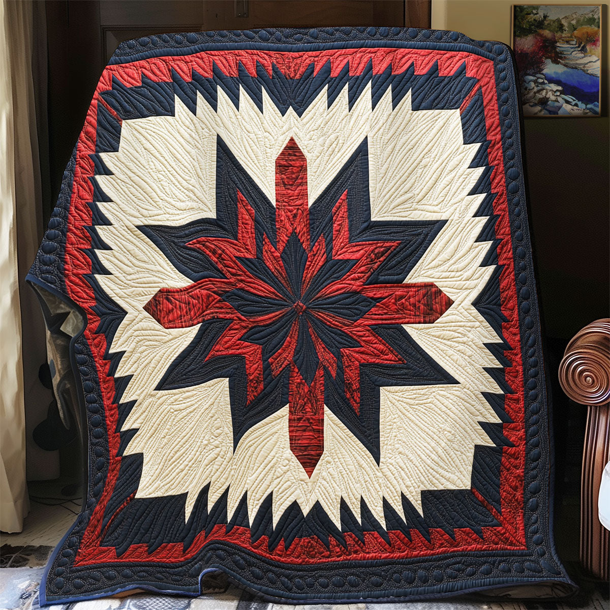 Ancient Skull Quilt Blanket Western Navajo Geometric Cozy Country Gifts