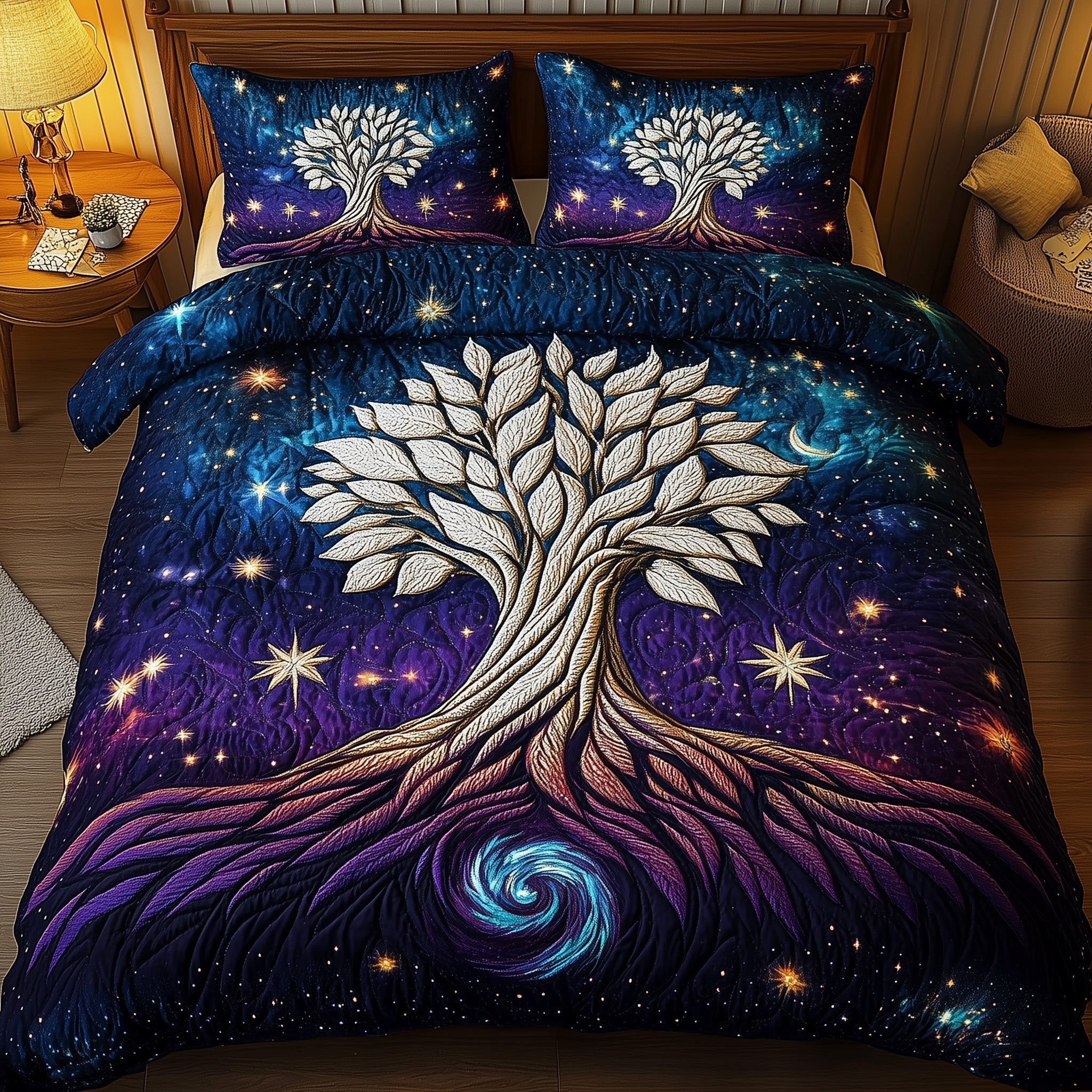 Ancient Skywood Quilted Bedding Set Duvet Cover Bedspread Tree Of Life Gifts For Adults