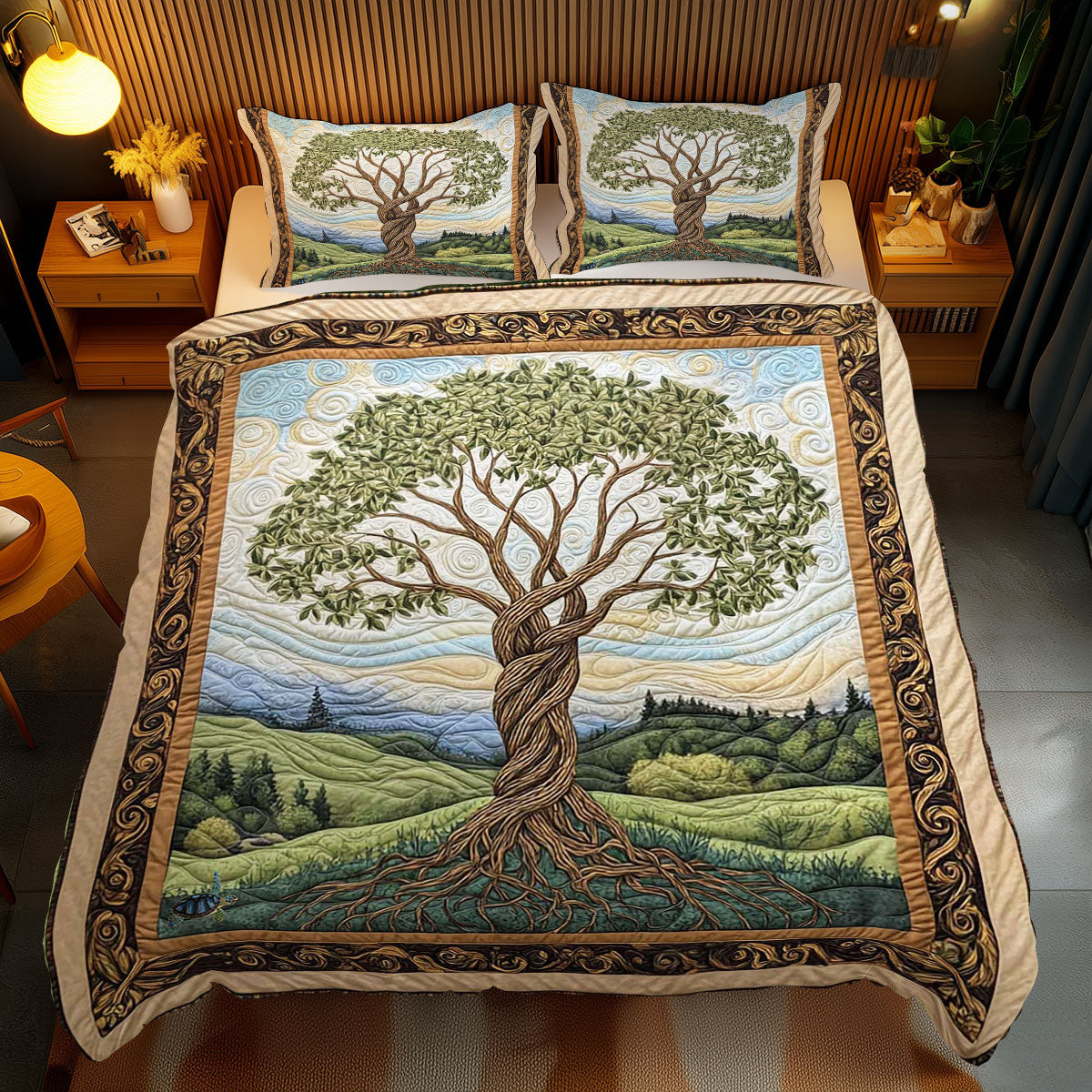 Ancient Tree Of Life Holiday Xmas Quilted Bedding Set Christmas Gifts For Friends