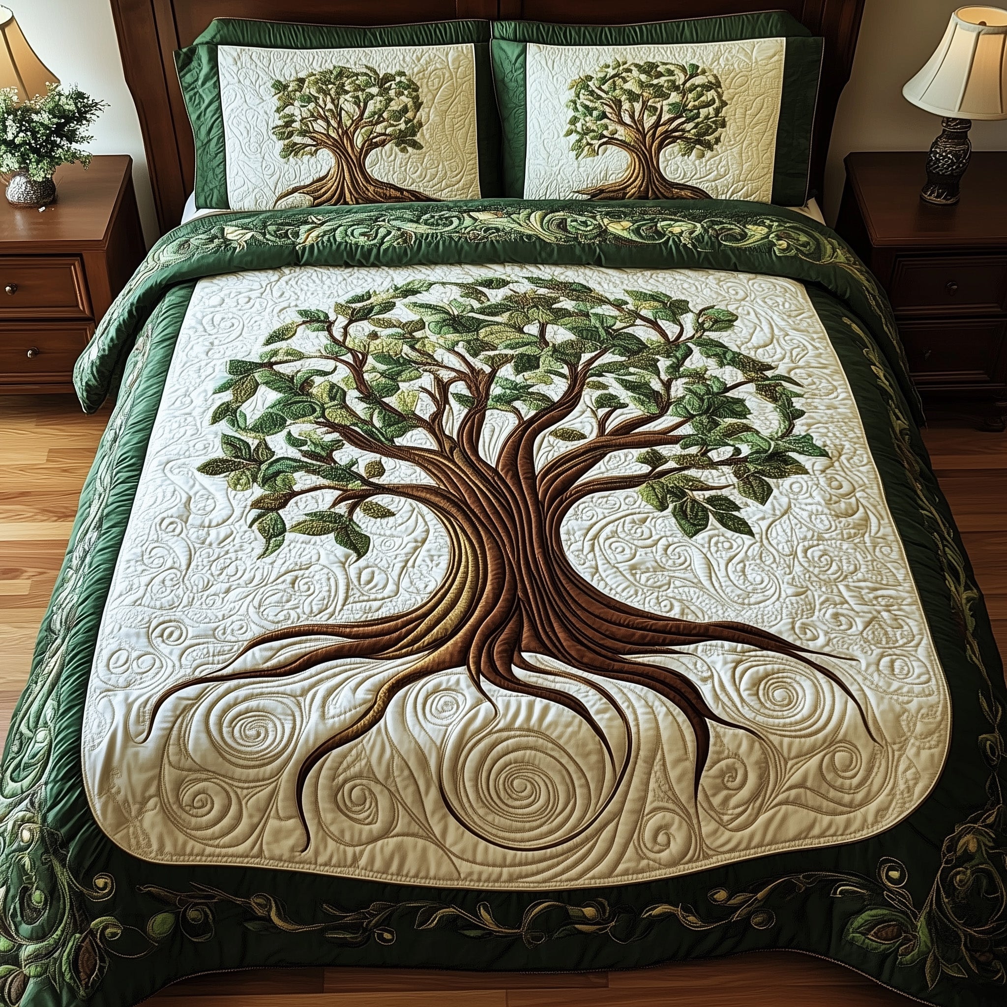 Ancient Tree Of Life Quilted Bedding Set Duvet Cover Bedspread Tree Of Life Gifts Father'S Day