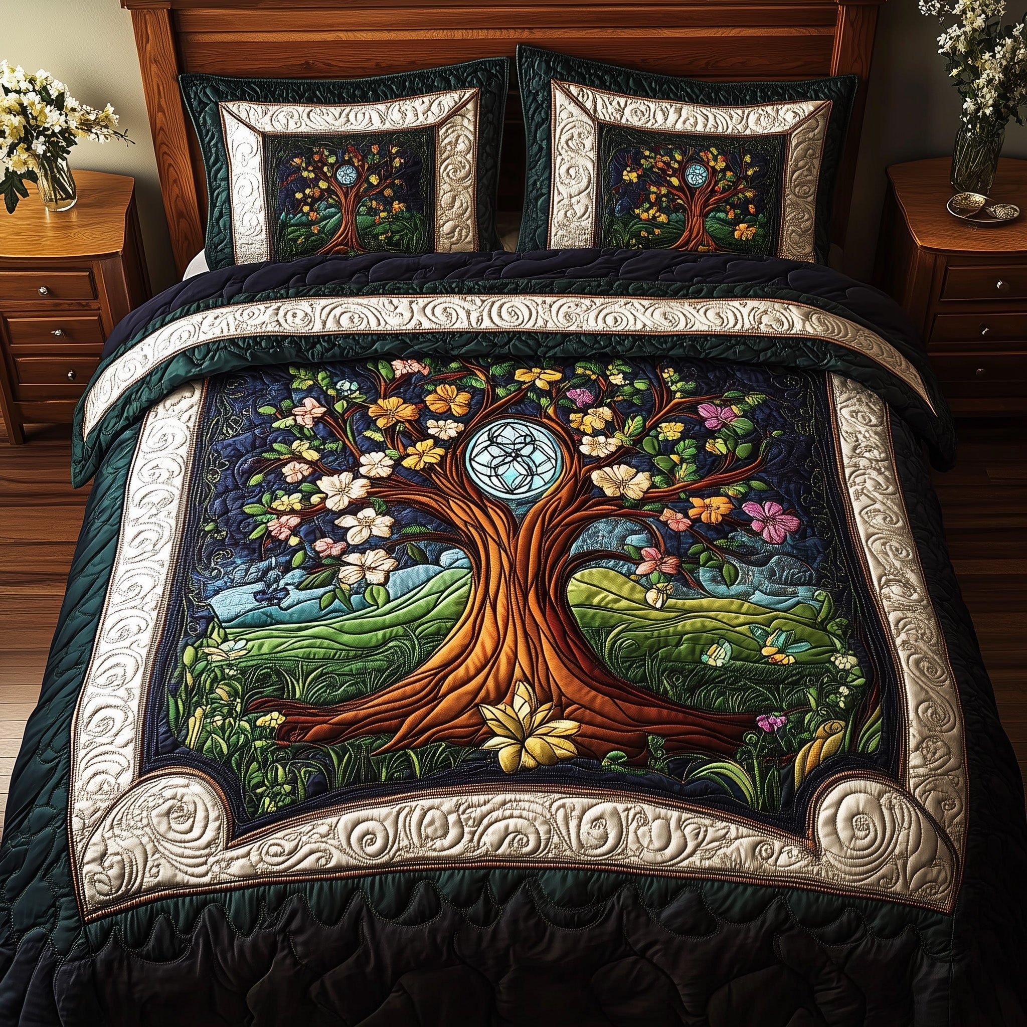 Ancient Tree Of Life Quilted Bedding Set Duvet Cover Bedspread Tree Of Life Gifts For Adults