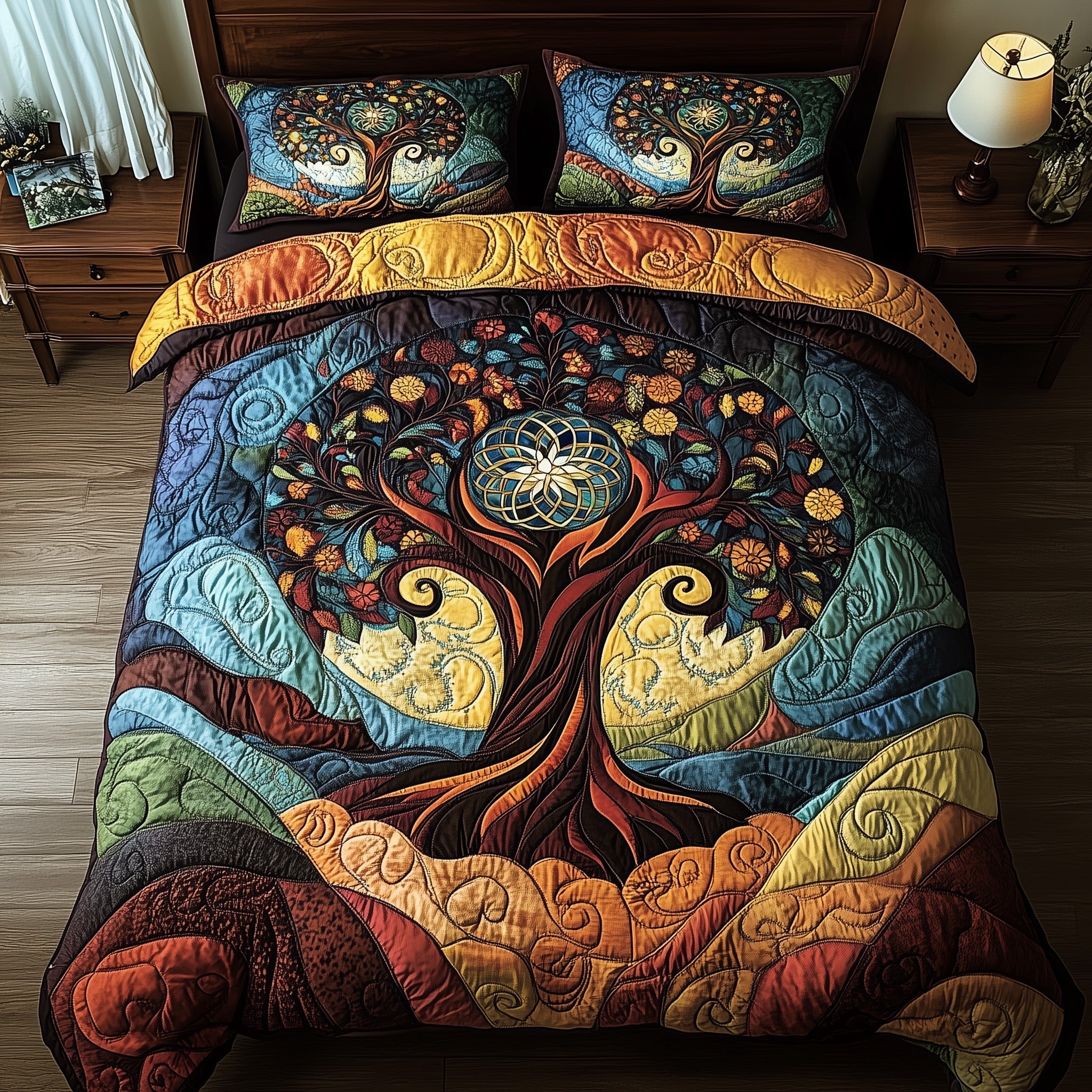 Ancient Tree Of Life Quilted Bedding Set Duvet Cover Bedspread Tree Of Life Gifts For Dad