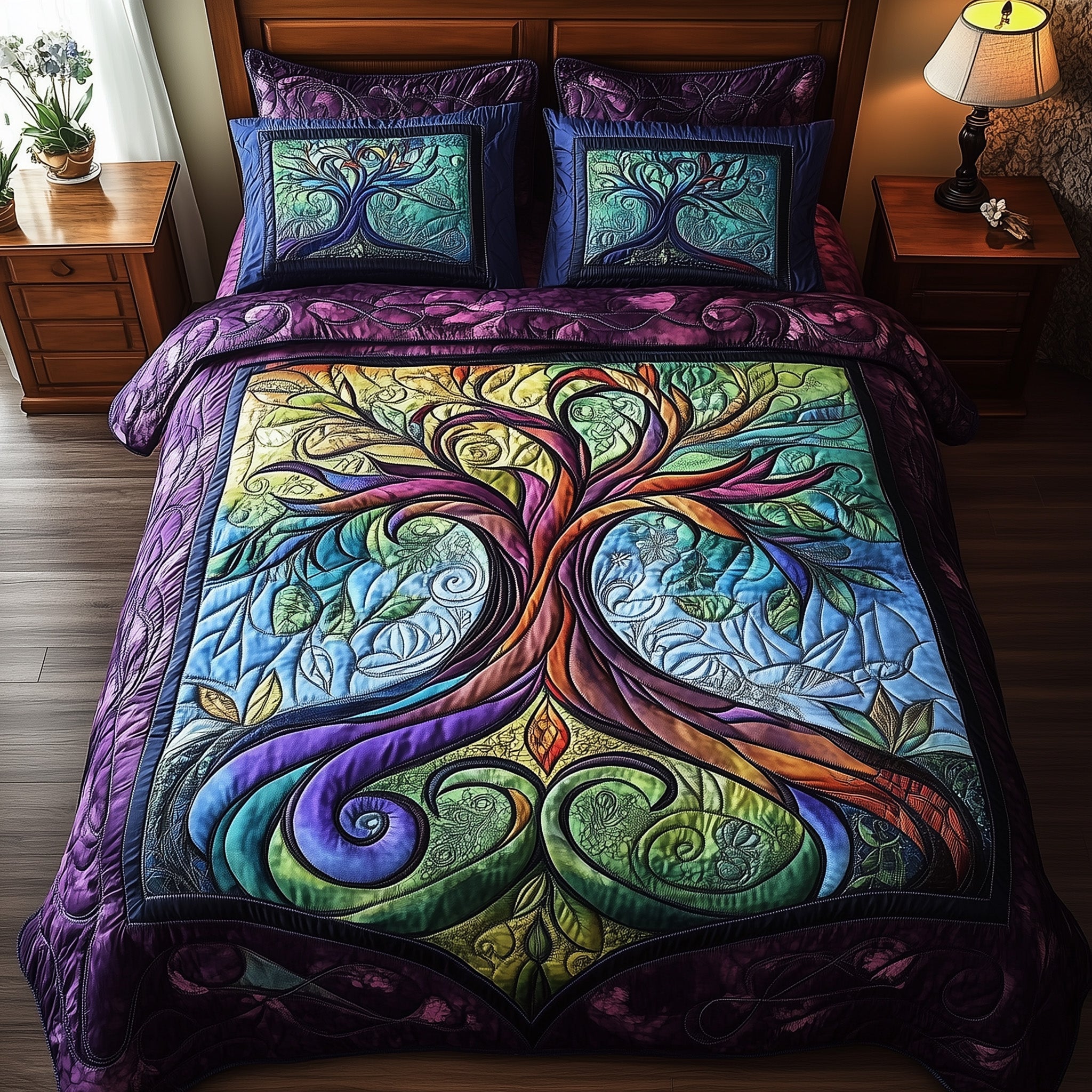 Ancient Tree Of Life Quilted Bedding Set Duvet Cover Bedspread Tree Of Life Gifts For Family