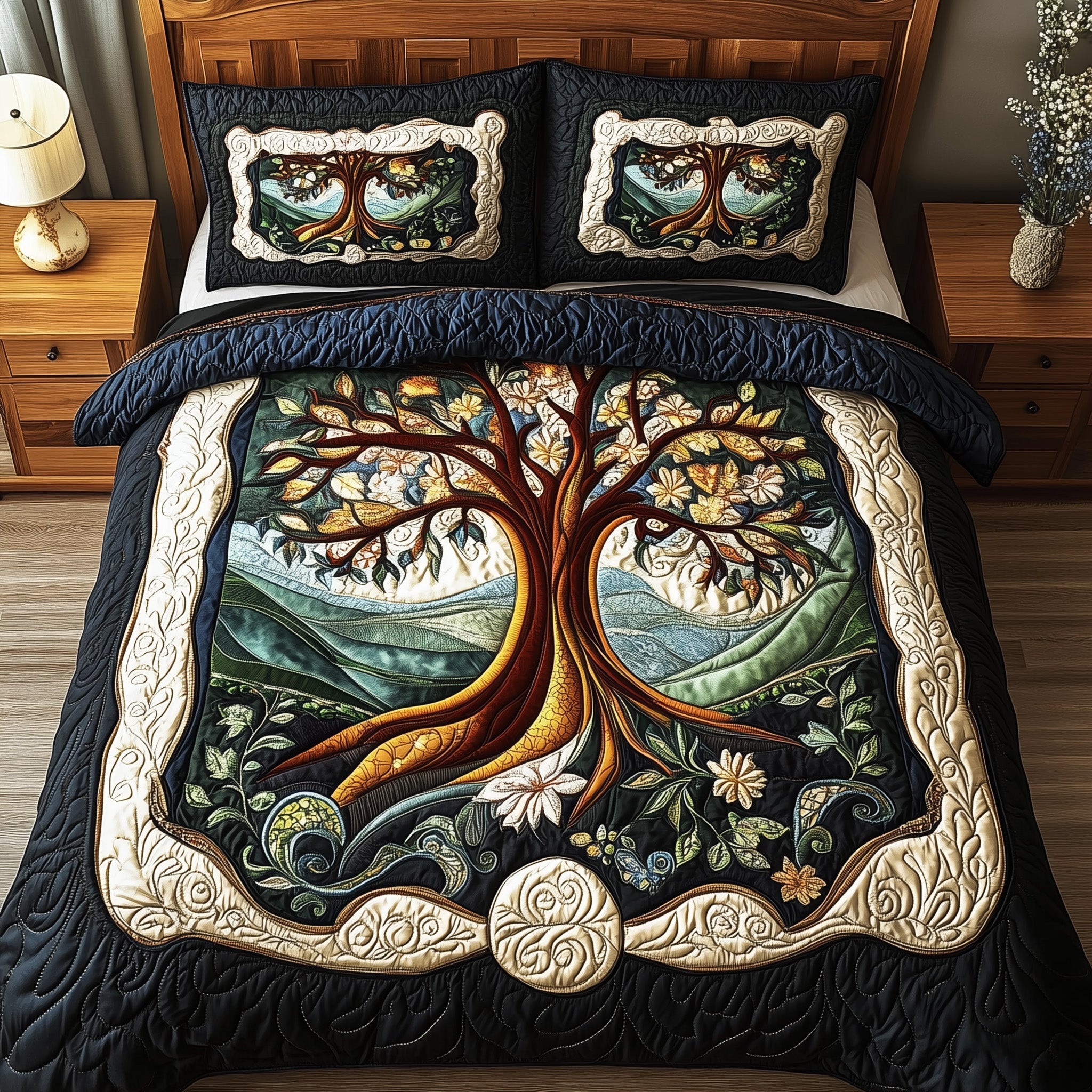 Ancient Tree Of Life Quilted Bedding Set Duvet Cover Bedspread Tree Of Life Gifts For Him