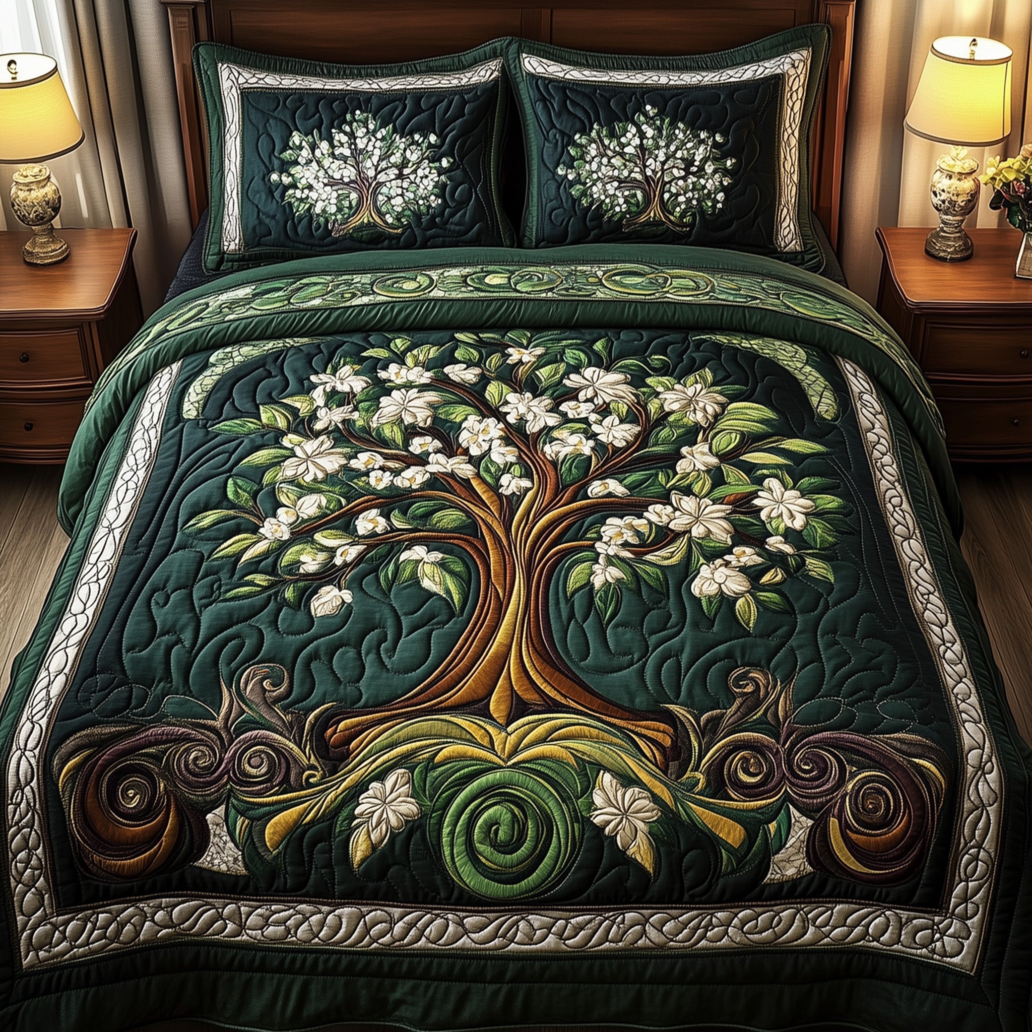 Ancient Tree Of Life Quilted Bedding Set Duvet Cover Bedspread Tree Of Life Gifts For Women