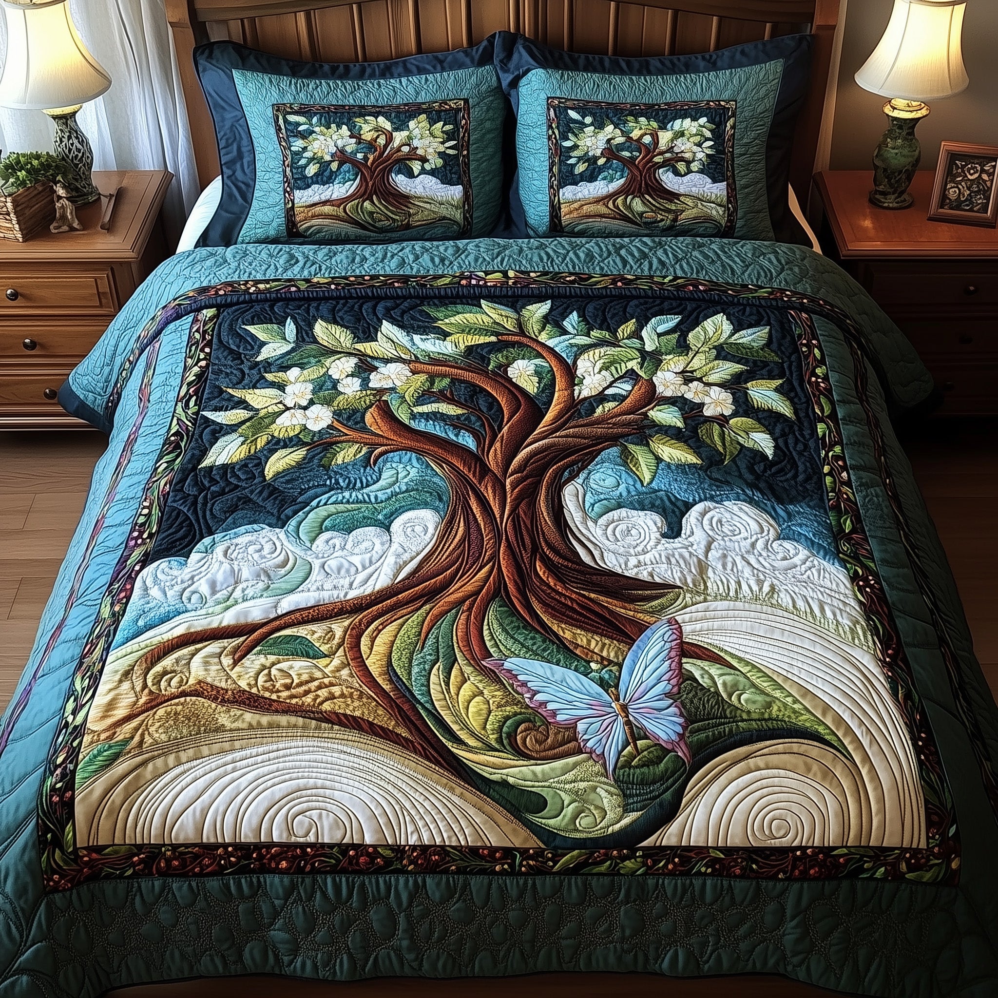 Ancient Tree Of Life Quilted Bedding Set Duvet Cover Bedspread Tree Of Life Themed Gifts