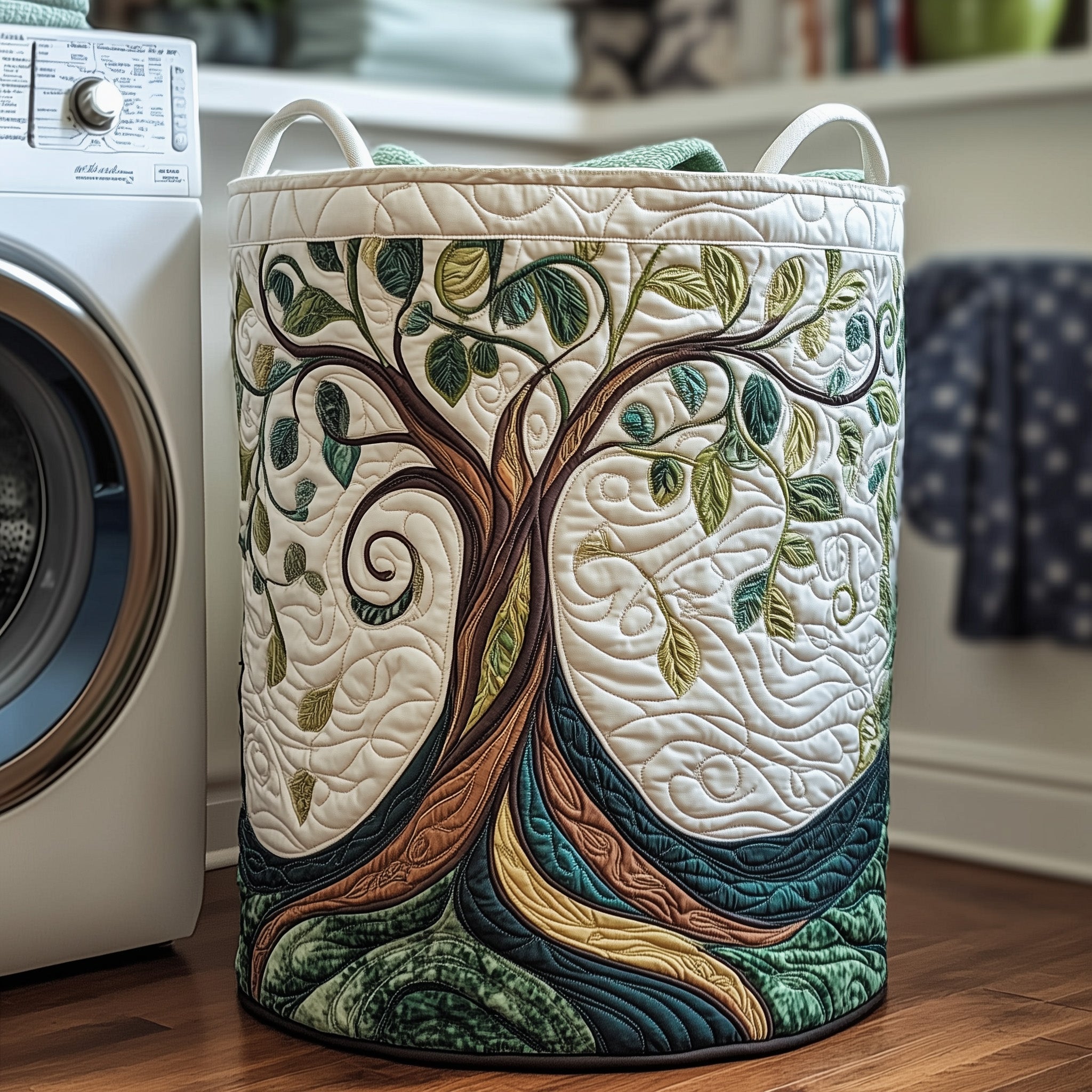 Ancient Tree Quilted Laundry Basket Best Gifts For Green Space Tree Lovers
