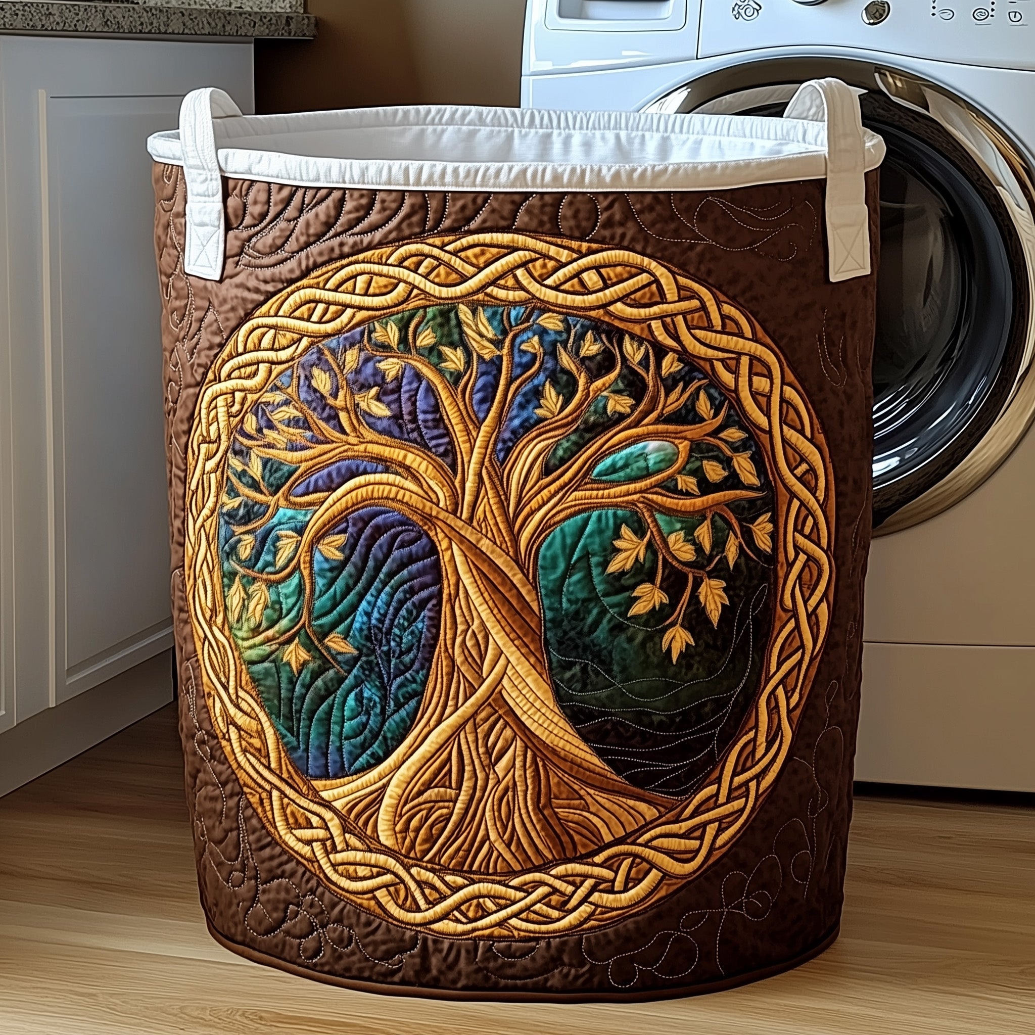 Ancient Tree Quilted Laundry Basket Best Pretty Gifts For Tree Lovers