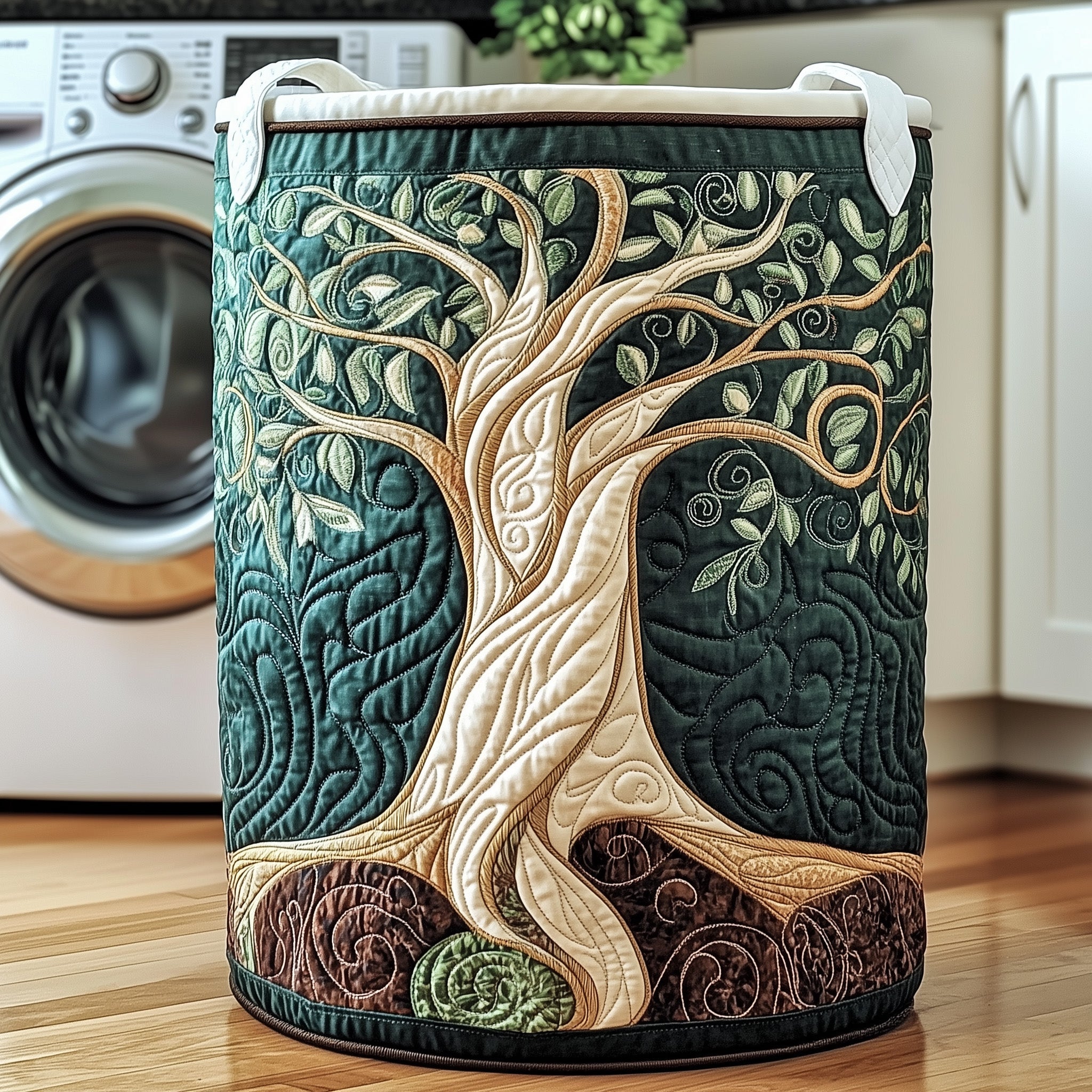 Ancient Tree Quilted Laundry Basket Unique Elegant Tree Gifts For Plant Collectors