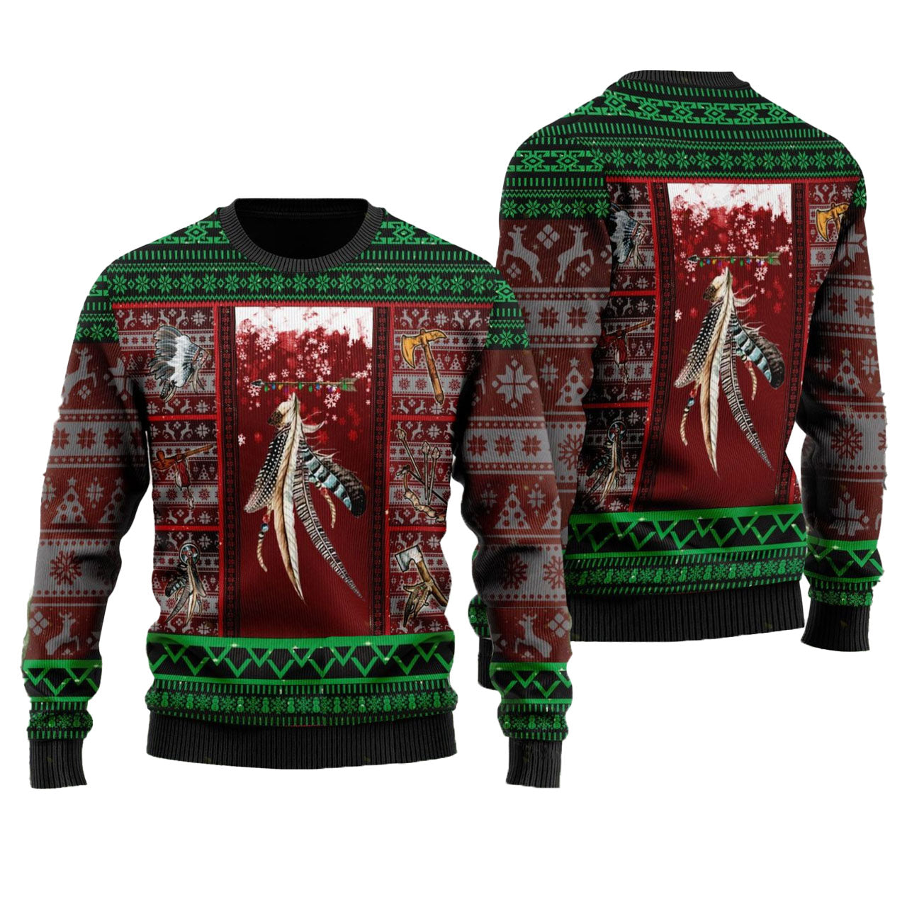 Ancient Tribal Ugly Christmas Sweater Xmas Holiday Jumpers Native American Gifts