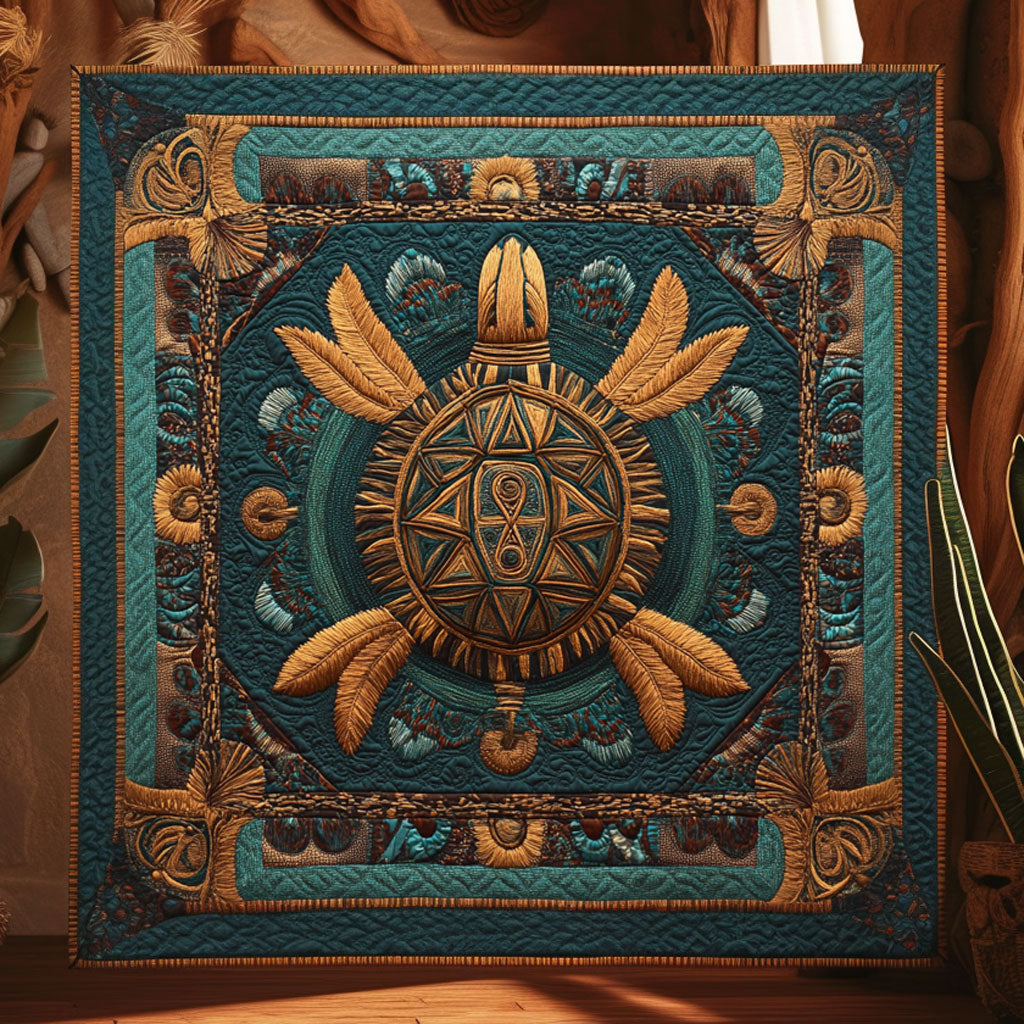Ancient Turtle Quilt Blanket Native American Presents For Sea Turtle Lovers