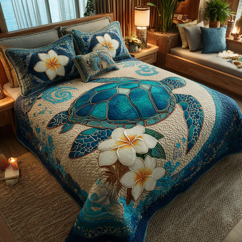 Ancient Turtle Quilted Bedding Set Bedroom Decor Ideas Unique Sea Turtle Gifts