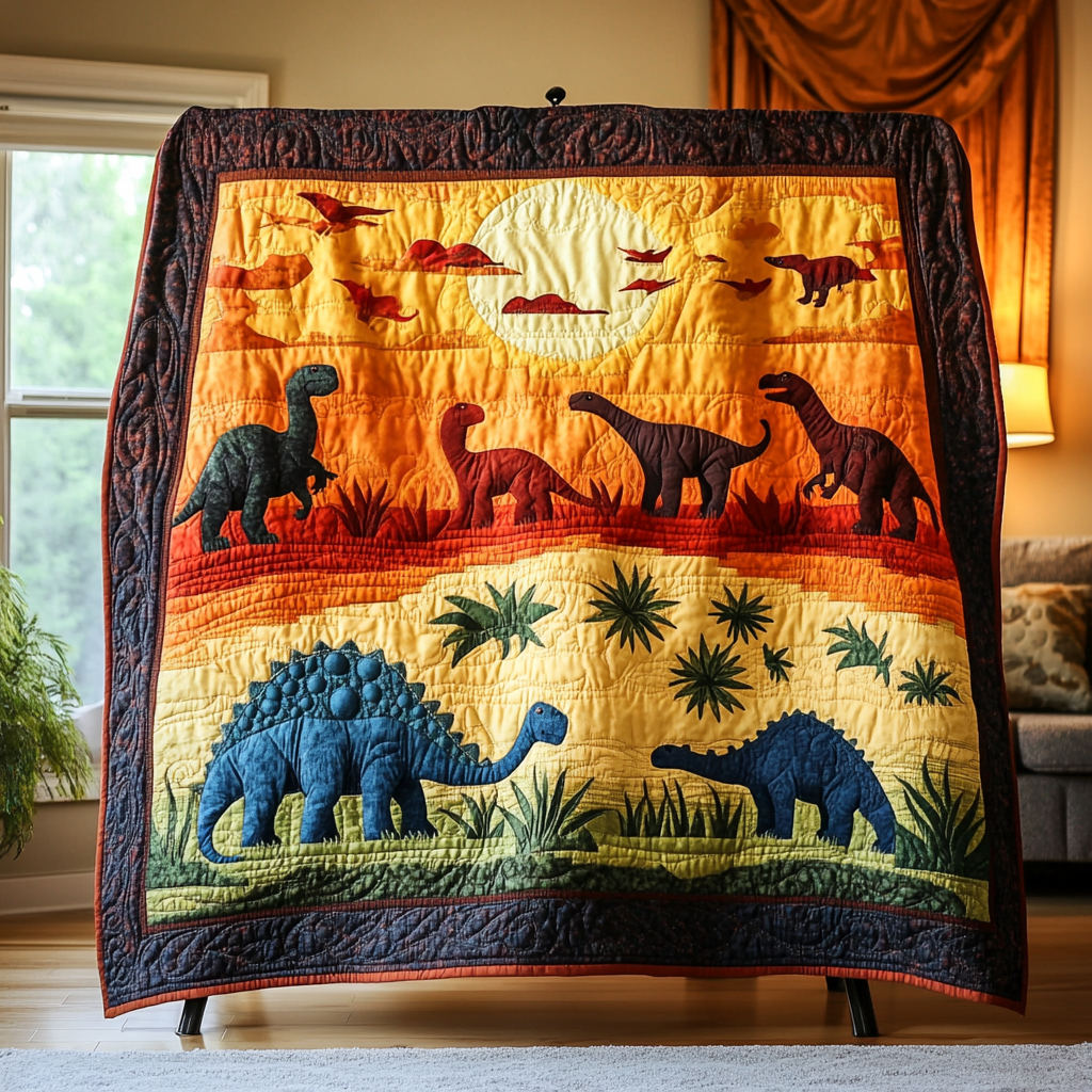 Ancient Warmth Quilted Blanket Bed Christmas Decor Best Gifts For Dinosaur Lovers
