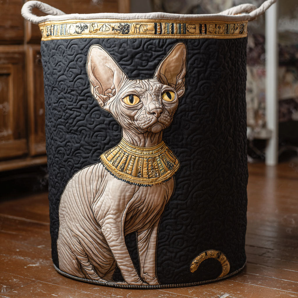 Ancient Whiskers Quilted Laundry Basket Trendy Quilted Laundry Tote for Home and Dorm