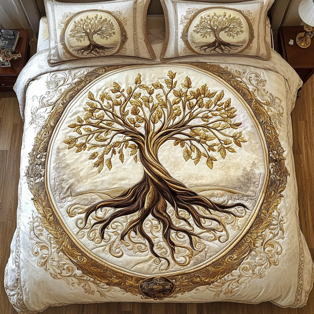 Ancient Wisdom Quilted Bedding Set Beautiful Printed Bedding Set for Home Aesthetics