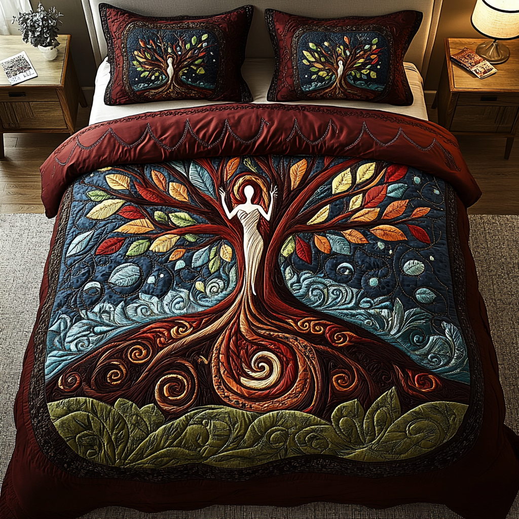 Ancient Wisdom Quilted Bedding Set Bedroom Decor Tree Of Life Gifts For Adults
