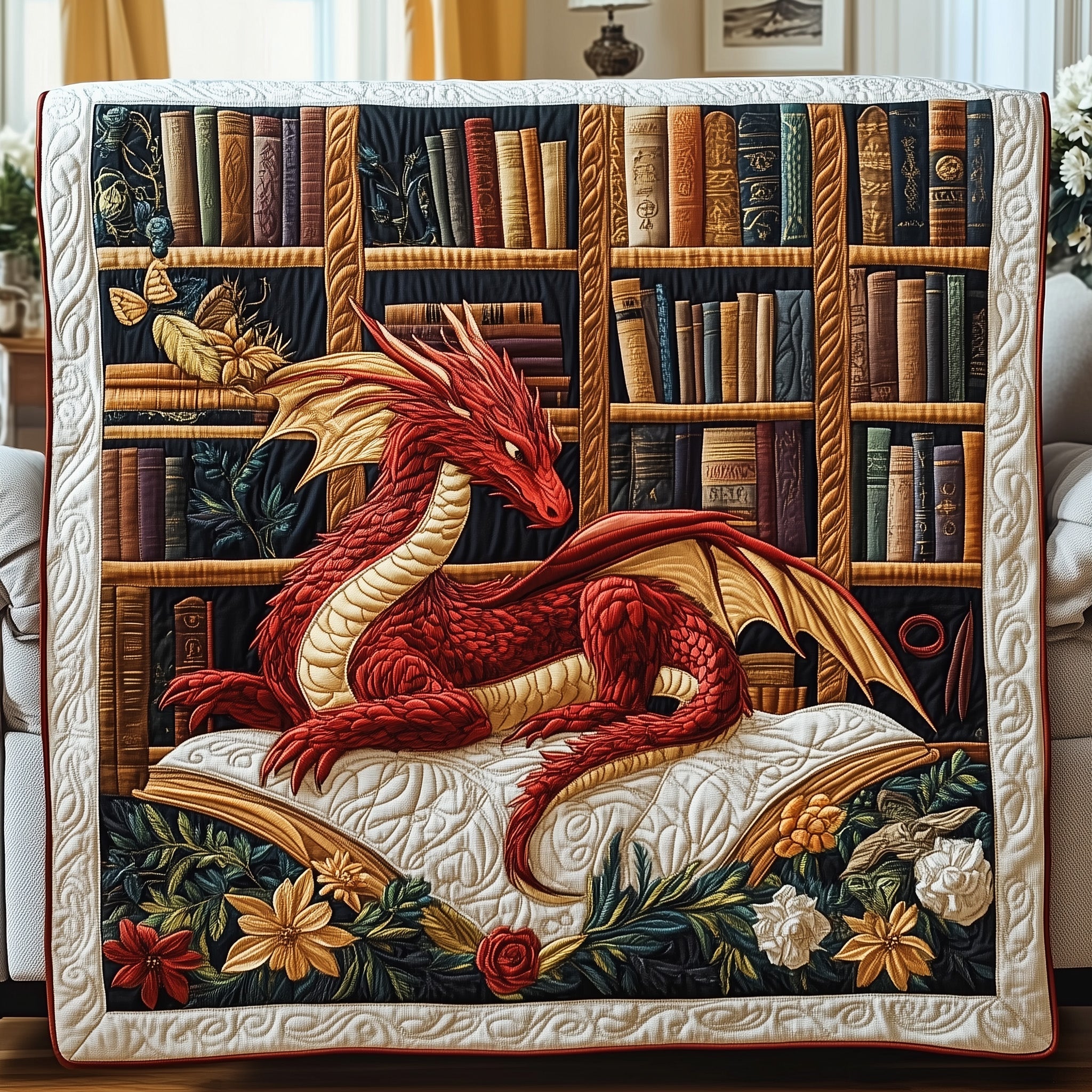 Ancient Wisdom Quilted Blanket Merchandise Throw BlanketBook Gifts For Dragon Lovers