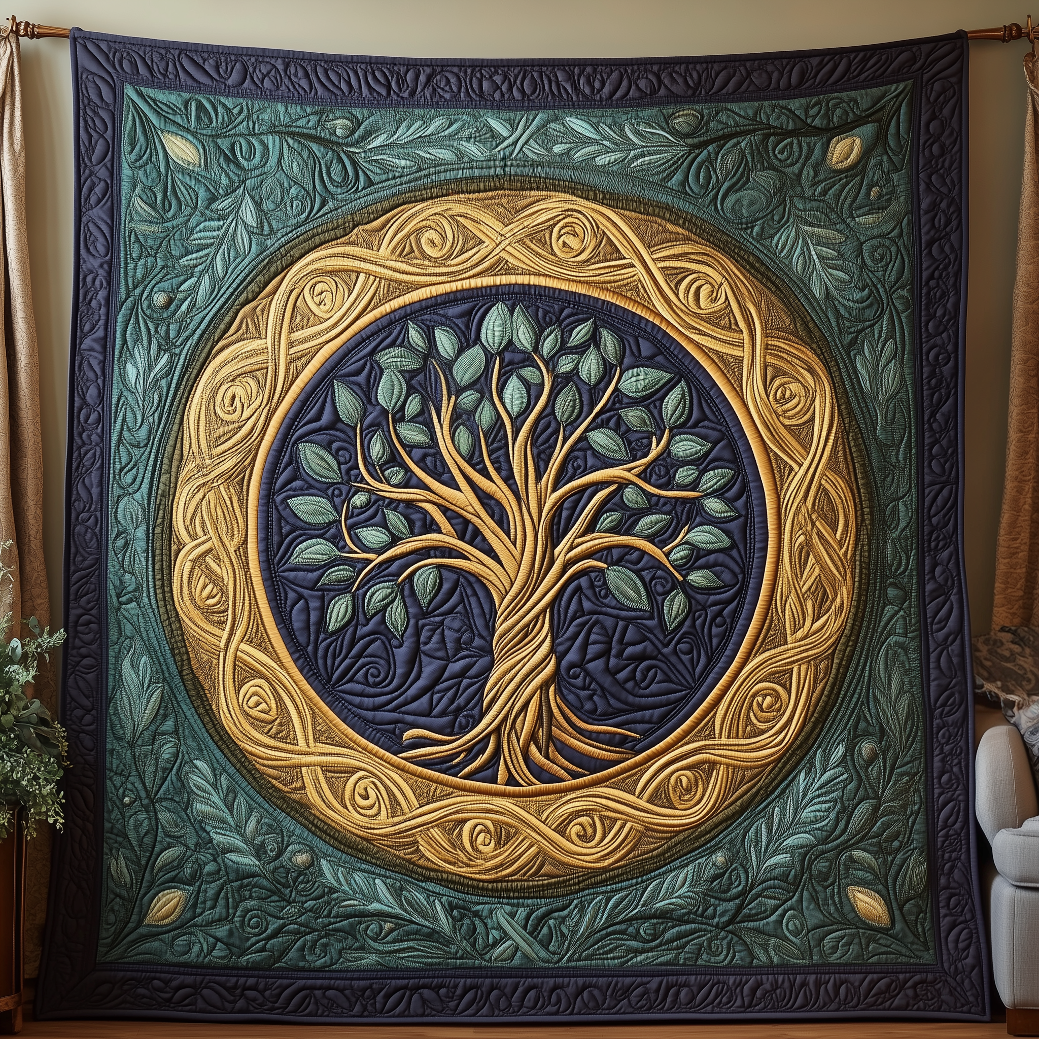 Ancient Wisdom Tree of Life Quilted Blanket Celtic Knotwork Symbol Tree Of Life Gifts For Grangarents