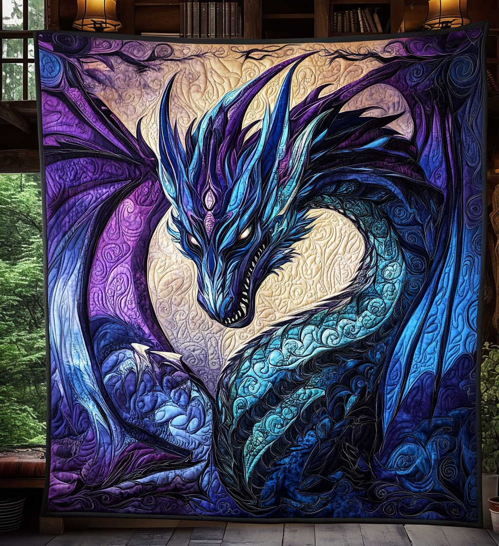Ancient Wyrm Quilted Blanket Gift For Dragon Lover