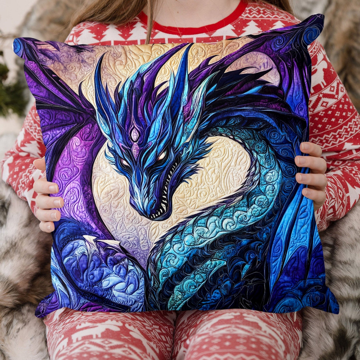 Ancient Wyrm Quilted Pillow Case Pillow Cover Gift for Family