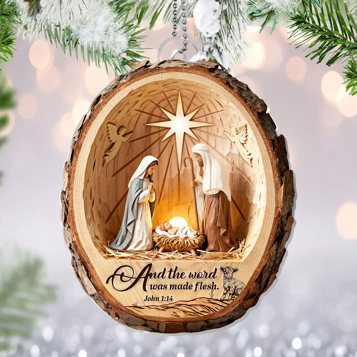 And The Word Was Made Flesh Acrylic Christmas Ornament Nativity Ornament Christian Gifts