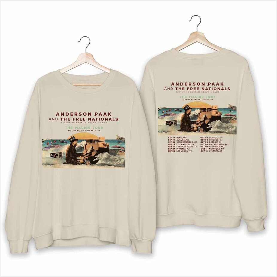 Anderson .Paak & The Free Nationals The Malibu Tour Sweater The Malibu Tour 2024 Sweater Anderson .Paak Fan Sweatshirt Gifts For Her Anderson .Paak & The Free Nationals The Malibu Tour Sweater The Malibu Tour 2024 Sweater Anderson .Paak Fan Sweatshirt Gifts For Her